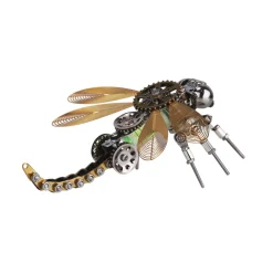 3D Puzzle Model Kit Mechanical Dragonfly with Night Light Color-changing Metal Games - 260Pcs