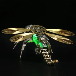 3D Puzzle Model Kit Mechanical Dragonfly with Night Light Color-changing Metal Games - 260Pcs