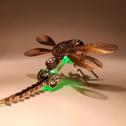 3D Puzzle Model Kit Mechanical Dragonfly with Night Light Color-changing Metal Games - 260Pcs
