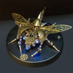 3D Puzzle Model Kit Mechanical Rotatable Beetle with Voice Control Light Metal Games DIY Assembly Jigsaw Crafts Creative Gift
