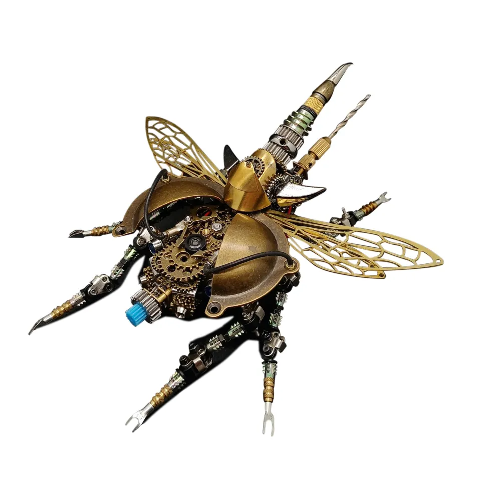 3D Puzzle Model Kit Mechanical Rotatable Beetle with Voice Control Light Metal Games DIY Assembly Jigsaw Crafts Creative Gift