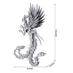 3D Puzzle Model Kit Mechanical Oriental Mystery Creature Silver Phoenix Metal Games DIY Assembly Jigsaw Crafts Creative Gift