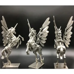 3D Stainless Steel Mechanical Unicorn DIY Assembly Model Kit, Desktop Decoration Gift for Adults and Collectors