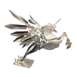 3D Stainless Steel Mechanical Unicorn DIY Assembly Model Kit, Desktop Decoration Gift for Adults and Collectors