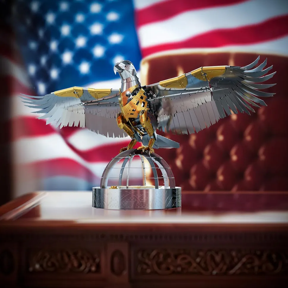 3D Stainless Steel Mechanical Eagle DIY Assembly Model Kit, Desktop for Adults and Collectors (247+PCS)