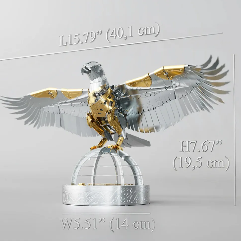 3D Stainless Steel Mechanical Eagle DIY Assembly Model Kit, Desktop for Adults and Collectors (247+PCS)