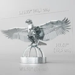 3D Stainless Steel Mechanical Eagle DIY Assembly Model Kit, Desktop for Adults and Collectors (247+PCS)