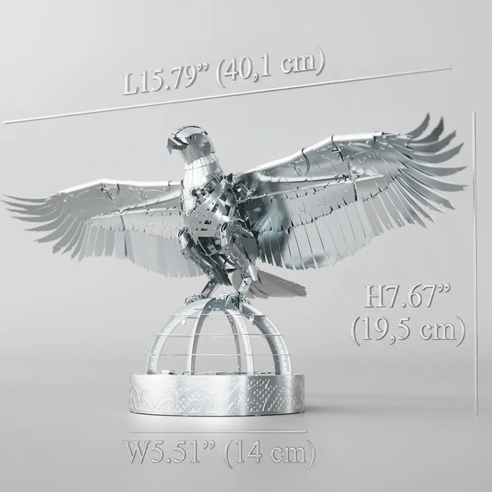 3D Stainless Steel Mechanical Eagle DIY Assembly Model Kit, Desktop for Adults and Collectors (247+PCS)