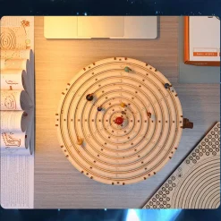 3D Wooden Mechanical Orrery Solar System Model Kit, DIY STEM Educational Desktop Display (413PCS)