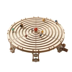 3D Wooden Mechanical Orrery Solar System Model Kit, DIY STEM Educational Desktop Display (413PCS)