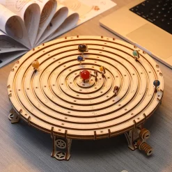 3D Wooden Mechanical Orrery Solar System Model Kit, DIY STEM Educational Desktop Display (413PCS)