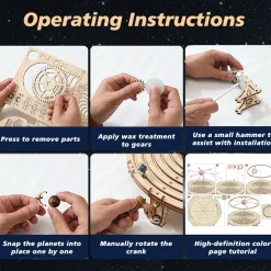 3D Wooden Mechanical Orrery Solar System Model Kit, DIY STEM Educational Desktop Display (413PCS)