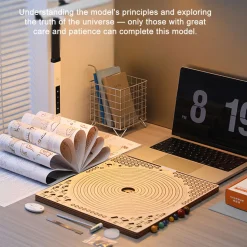3D Wooden Mechanical Orrery Solar System Model Kit, DIY STEM Educational Desktop Display (413PCS)