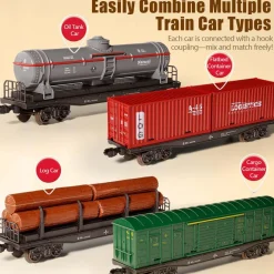 Electric RC Christmas Train Set Model with Carriage and Long Track - Gift for Boys and Girls