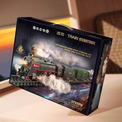Electric RC Christmas Train Set Model with Carriage and Long Track - Gift for Boys and Girls