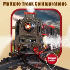 Electric RC Christmas Train Set Model with Carriage and Long Track - Gift for Boys and Girls