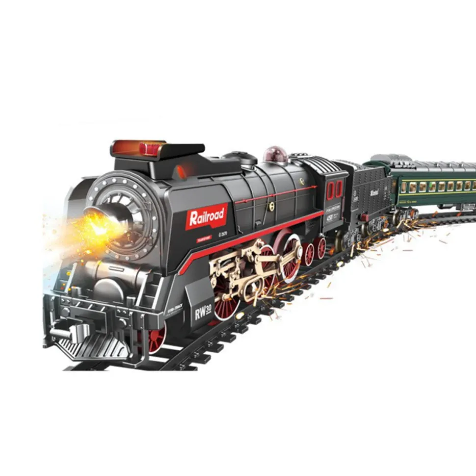 Electric RC Christmas Train Set Model with Carriage and Long Track - Gift for Boys and Girls
