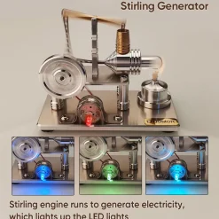 ENJOMOR Balance Hot Air Stirling Engine Electric Generator Model with LED Light - STEM Toy