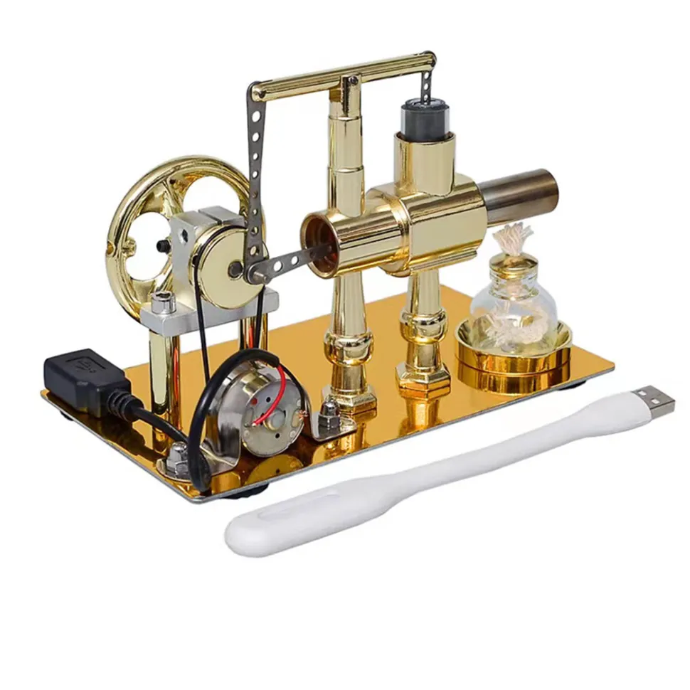 ENJOMOR Balance Single-cylinder Hot Air Stirling Engine Model with USB Light - Gift Collection