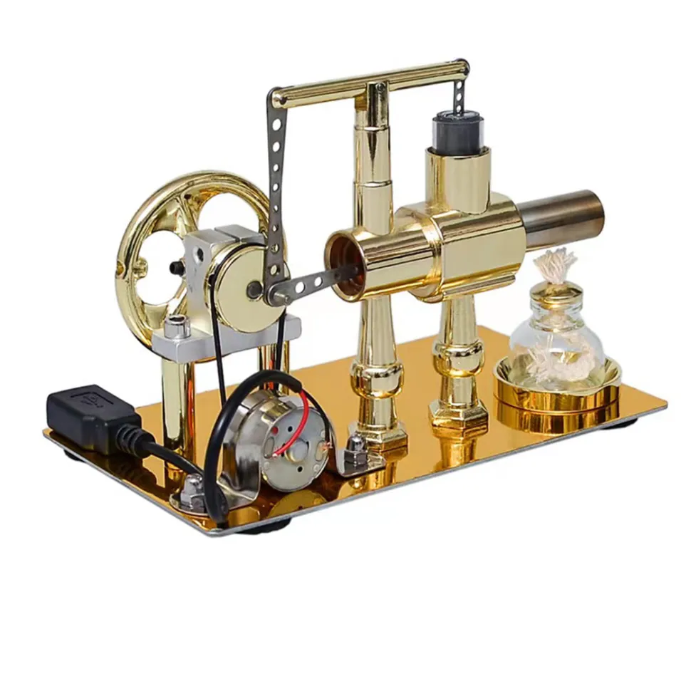 ENJOMOR Balance Single-cylinder Hot Air Stirling Engine Model with USB Light - Gift Collection