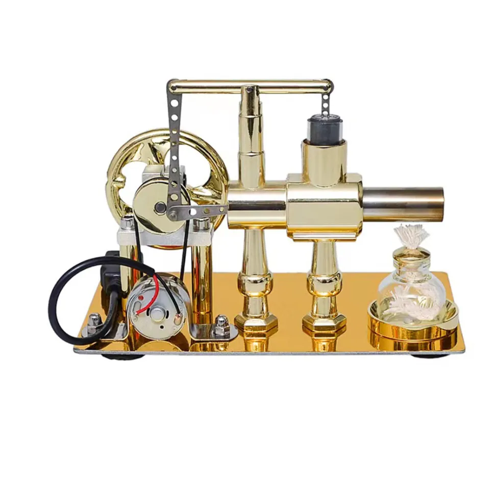 ENJOMOR Balance Single-cylinder Hot Air Stirling Engine Model with USB Light - Gift Collection