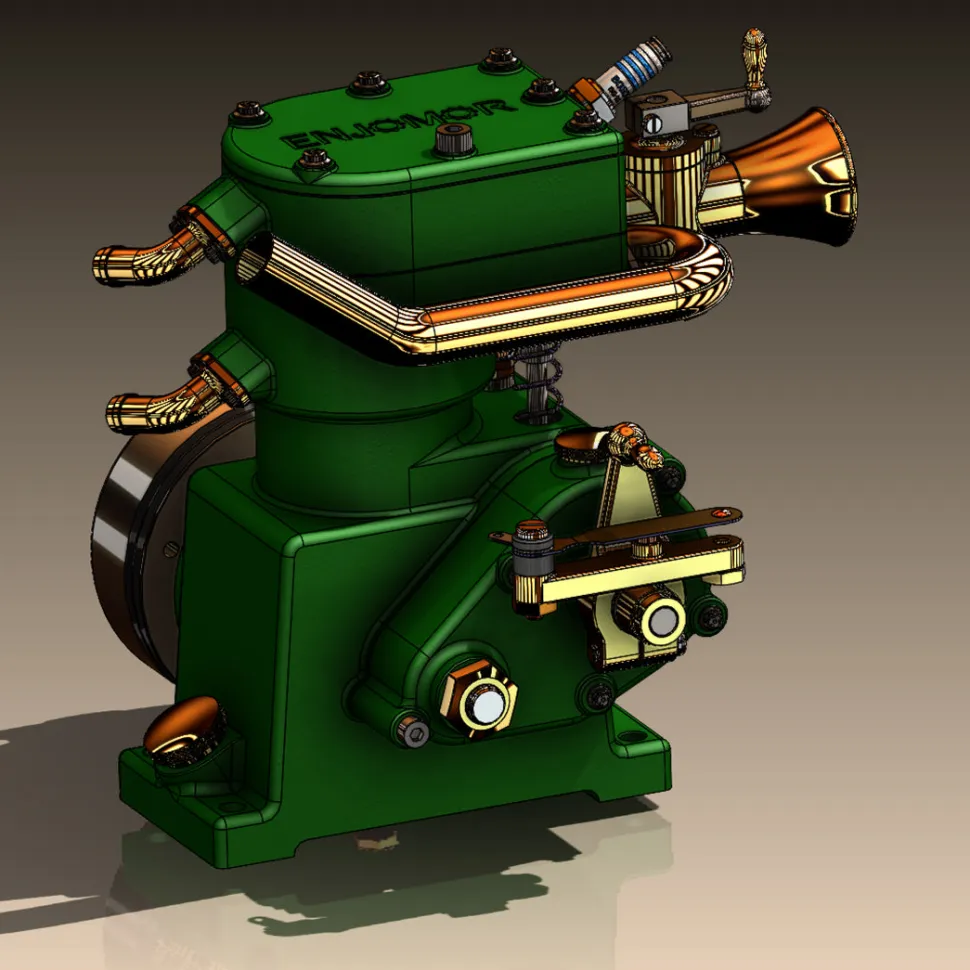 ENJOMOR 10cc Flathead Engine Single Cylinder 4 Stroke L Head Sidevalve Engine Water-cooled Gasoline Engine Internal Combustion Engine