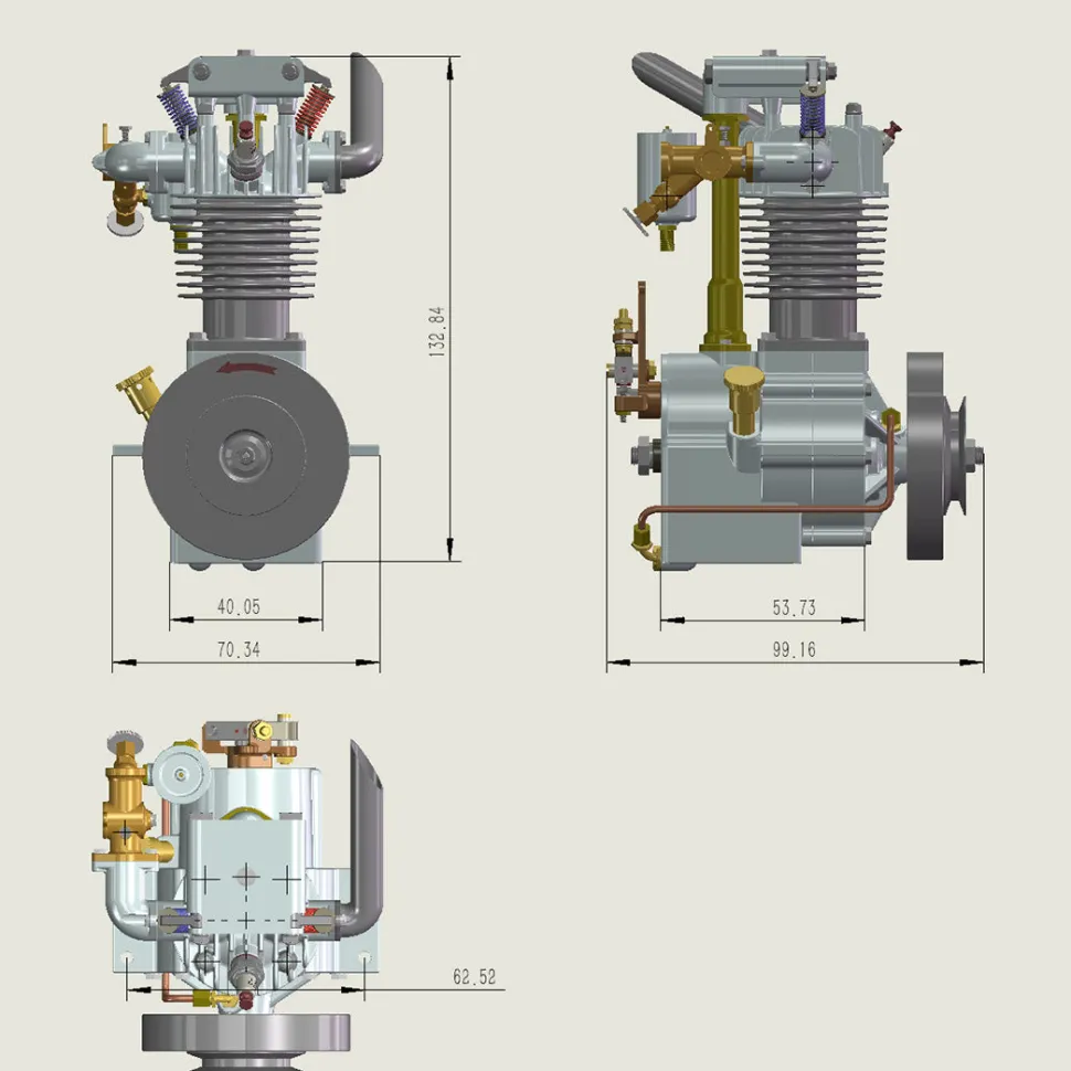ENJOMOR 10cc Flathead Engine Single Cylinder 4 Stroke L Head Sidevalve Engine Water-cooled Gasoline Engine Internal Combustion Engine