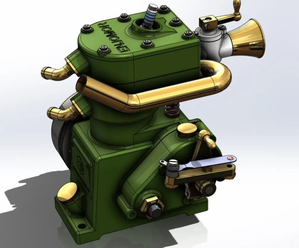ENJOMOR 10cc Flathead Engine Single Cylinder 4 Stroke L Head Sidevalve Engine Water-cooled Gasoline Engine Internal Combustion Engine