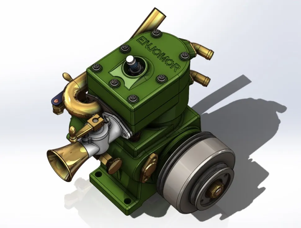 ENJOMOR 10cc Flathead Engine Single Cylinder 4 Stroke L Head Sidevalve Engine Water-cooled Gasoline Engine Internal Combustion Engine