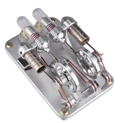 ENJOMOR 2 Cylinder Stirling Engine Model Generator Model with Voltage Meter and LED Lamp Bead - STEM Toy