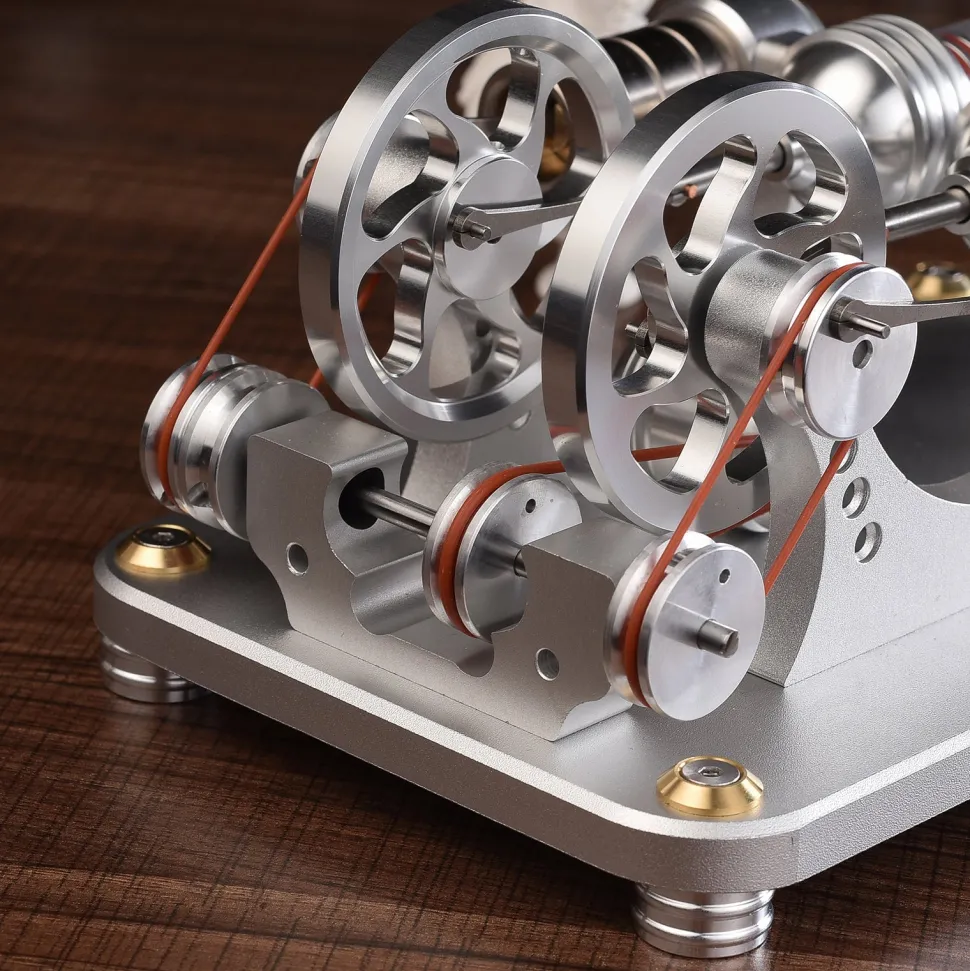 ENJOMOR 2 Cylinder Stirling Engine Model Generator Model with Voltage Meter and LED Lamp Bead - STEM Toy