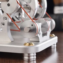 ENJOMOR 2 Cylinder Stirling Engine Model Generator Model with Voltage Meter and LED Lamp Bead - STEM Toy