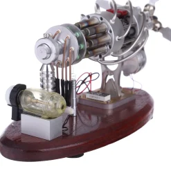 ENJOMOR 16 Cylinder Swash Plate Stirling Engine Generator Model with LED and Voltage Digital Display Meter - STEM Toy