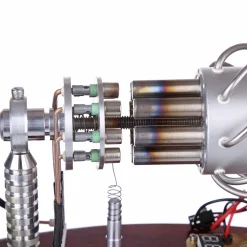 ENJOMOR 16 Cylinder Swash Plate Stirling Engine Generator Model with LED and Voltage Digital Display Meter - STEM Toy