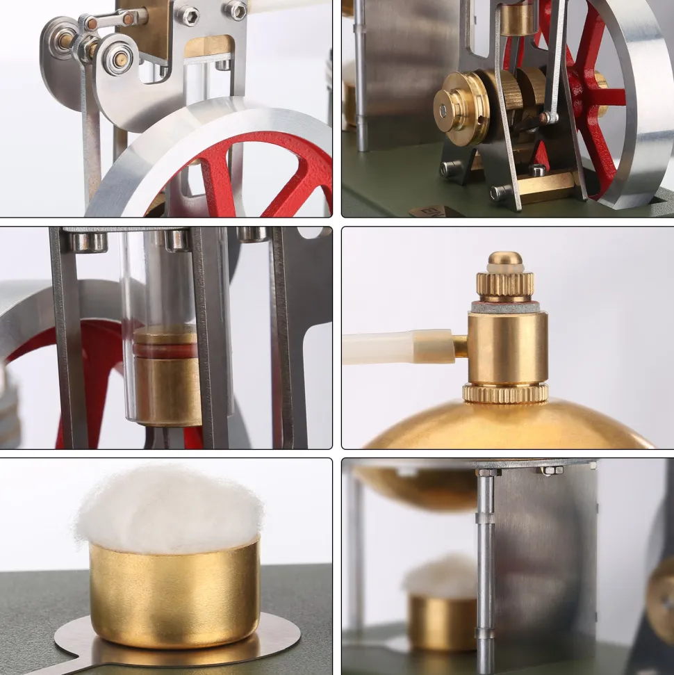 ENJOMOR DIY Assembly Steam Engine Kit Retro Vertical with Spherical Boiler DIY KIT