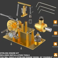 ENJOMOR DIY Stirling Engine Model Kit - Metal Balance Hot Air Stirling Engine Model Educational Toy