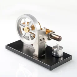 ENJOMOR Hot Air Stirling Engine Generator Model with LED Light and Voltmeter - Horizontally Opposed Diamond Structure Gear Drive