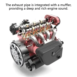 ENJOMOR L4 Engine GS-L4 36cc DOHC Inline 4 Cylinder 4 Stroke Water-Cooled L4 RC Gasoline Engine Model that Works - Speed Up to 12,000rpm