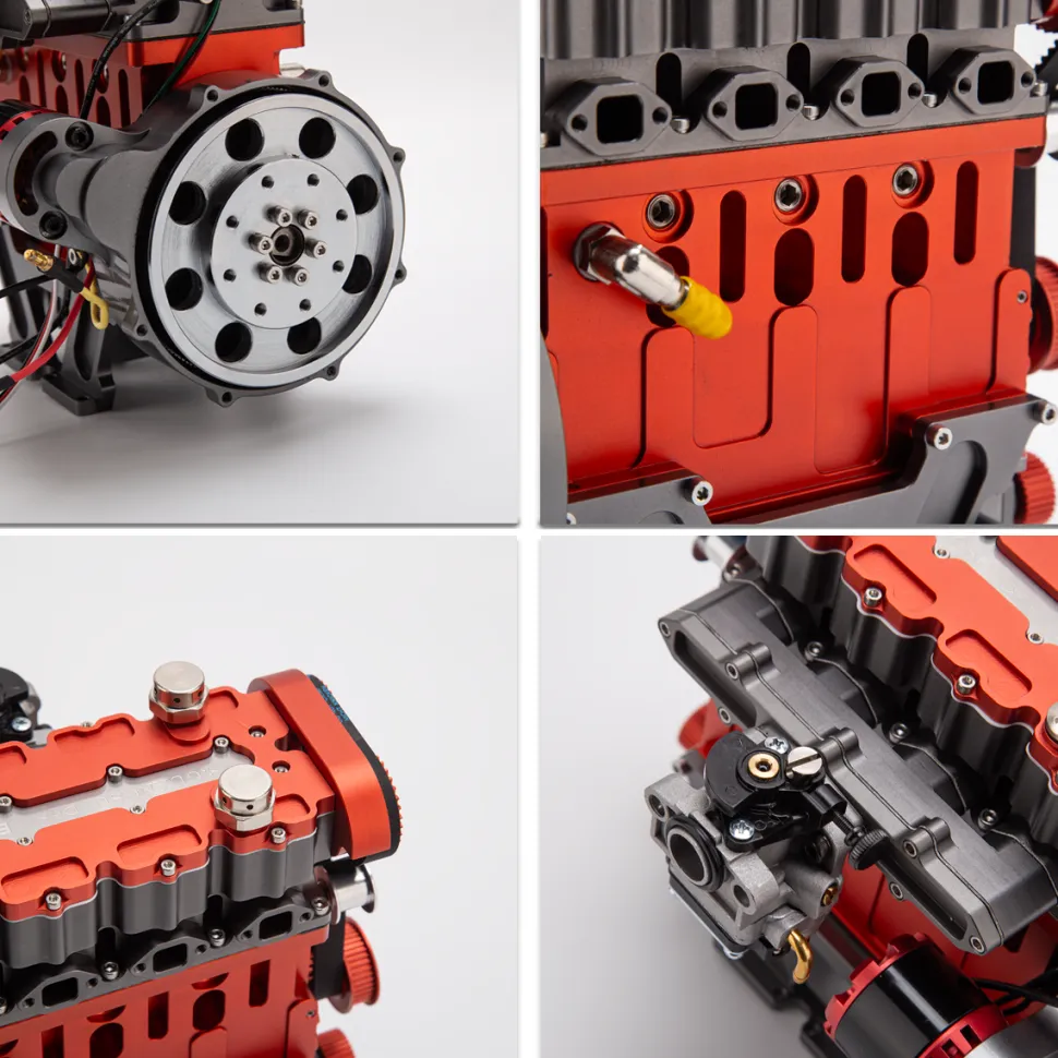 ENJOMOR L4 Engine GS-L4 36cc DOHC Inline 4 Cylinder 4 Stroke Water-Cooled L4 RC Gasoline Engine Model that Works - Speed Up to 12,000rpm