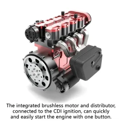 ENJOMOR L4 Engine GS-L4 36cc DOHC Inline 4 Cylinder 4 Stroke Water-Cooled L4 RC Gasoline Engine Model that Works - Speed Up to 12,000rpm