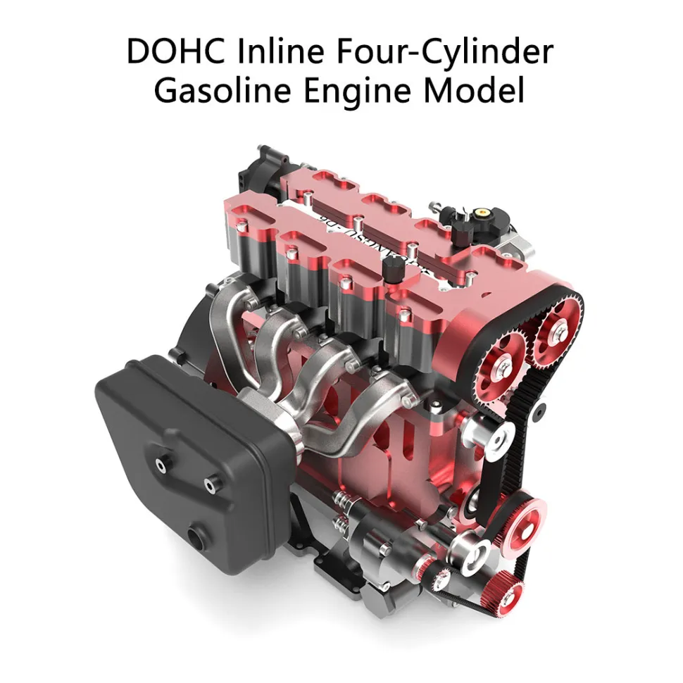 ENJOMOR L4 Engine GS-L4 36cc DOHC Inline 4 Cylinder 4 Stroke Water-Cooled L4 RC Gasoline Engine Model that Works - Speed Up to 12,000rpm