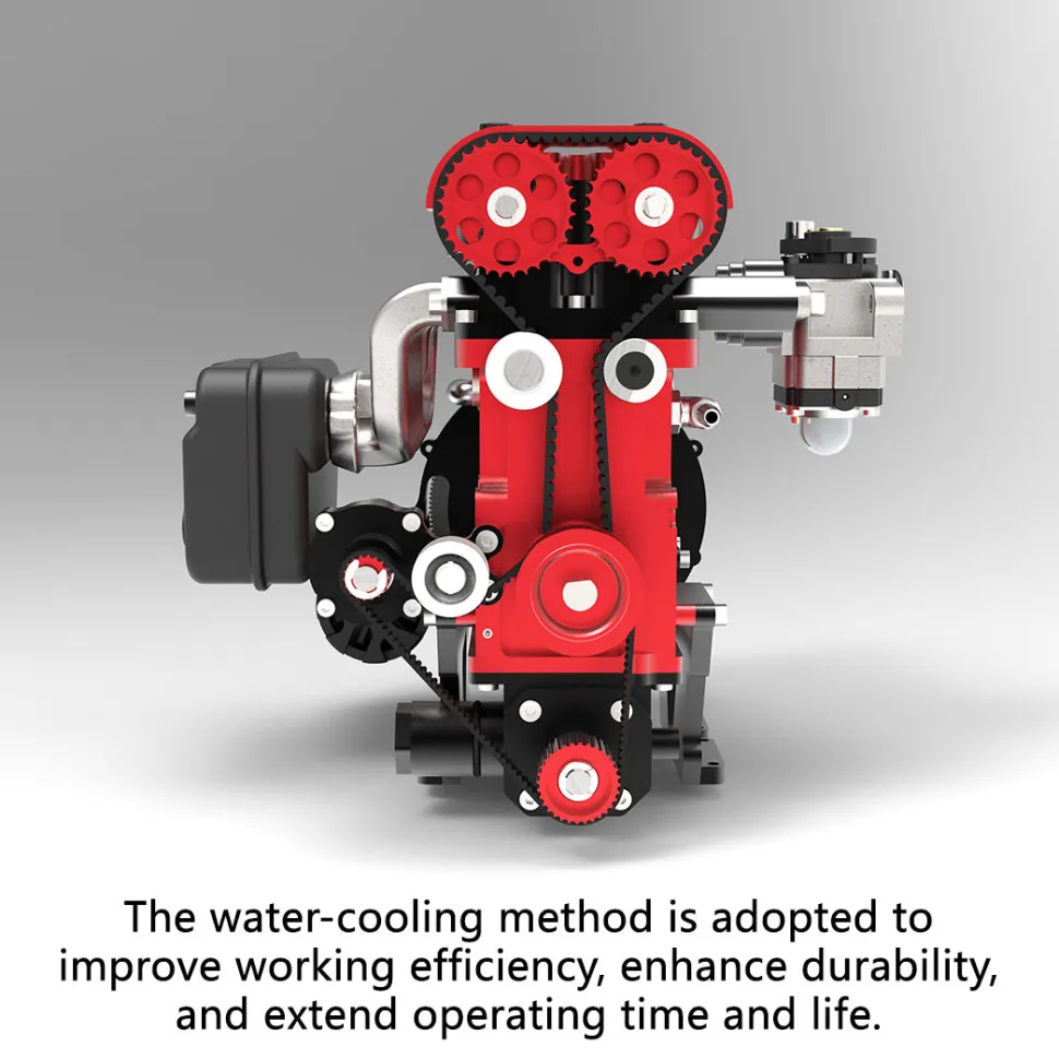 ENJOMOR L4 Engine GS-L4 36cc DOHC Inline 4 Cylinder 4 Stroke Water-Cooled L4 RC Gasoline Engine Model that Works - Speed Up to 12,000rpm