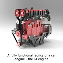 ENJOMOR L4 Engine GS-L4 36cc DOHC Inline 4 Cylinder 4 Stroke Water-Cooled L4 RC Gasoline Engine Model that Works - Speed Up to 12,000rpm