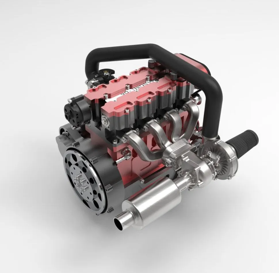 ENJOMOR L4 Engine GS-L4 36cc DOHC Inline 4 Cylinder 4 Stroke Water-Cooled L4 RC Gasoline Engine Model that Works - Speed Up to 12,000rpm