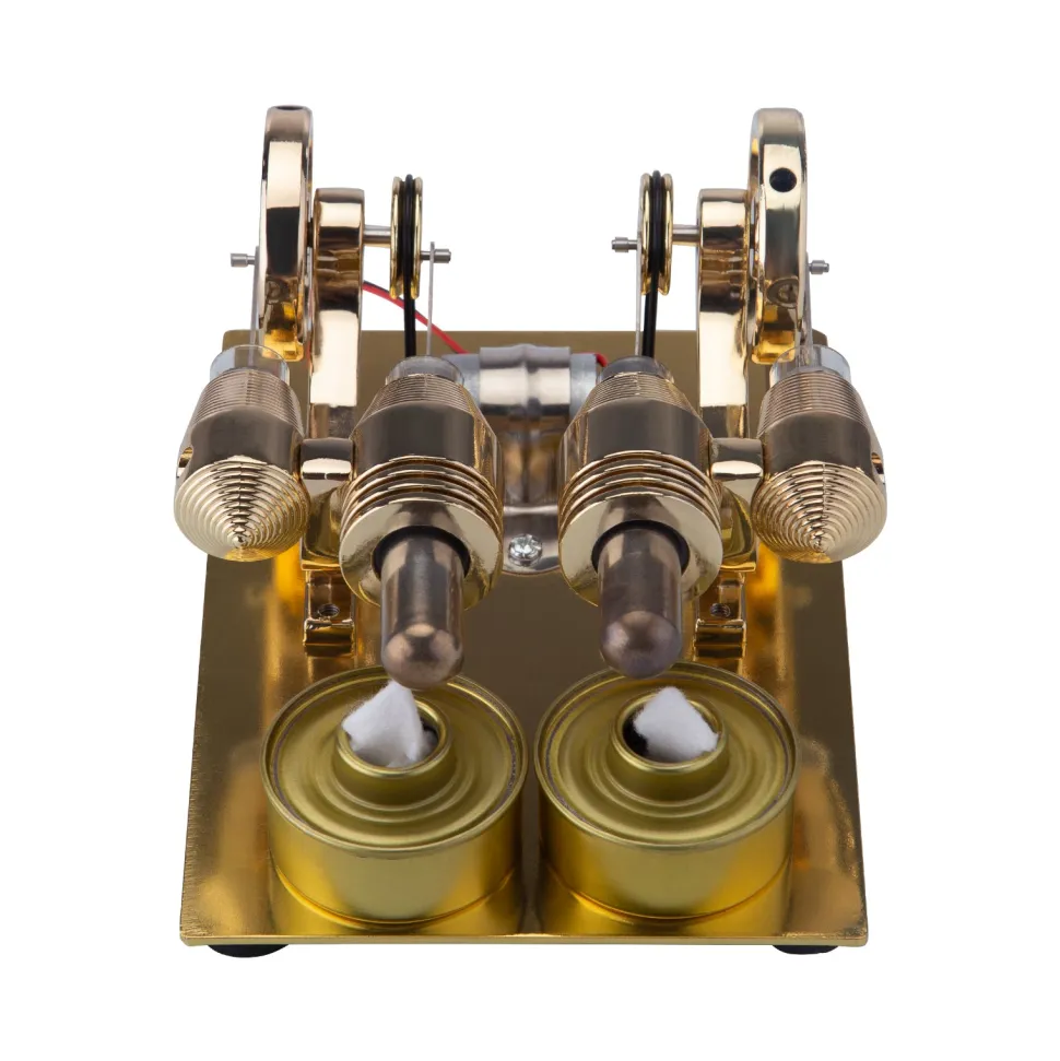 ENJOMOR Paratactic 4 Cylinder Hot Air Stirling Engine Model Mini Electric Generator with Light Bulb and Voltmeter - STEM Toy