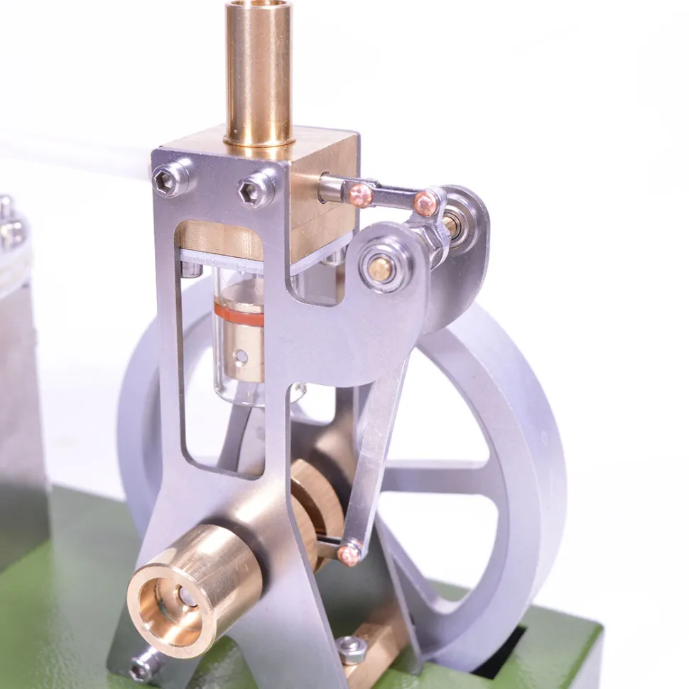 ENJOMOR Retro Metal Steam Engine with Boiler - Vertical Transparent Cylinder Steam Engine Model - STEM Toy