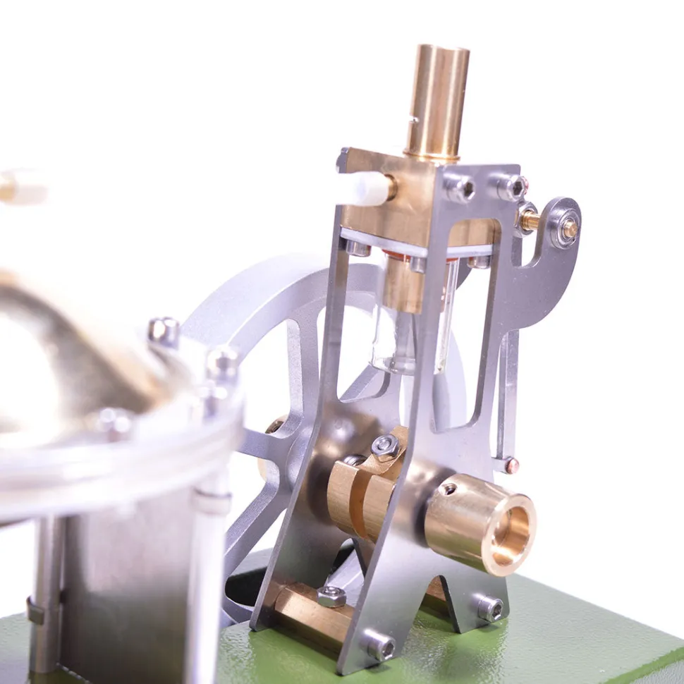 ENJOMOR Retro Metal Steam Engine with Boiler - Vertical Transparent Cylinder Steam Engine Model - STEM Toy