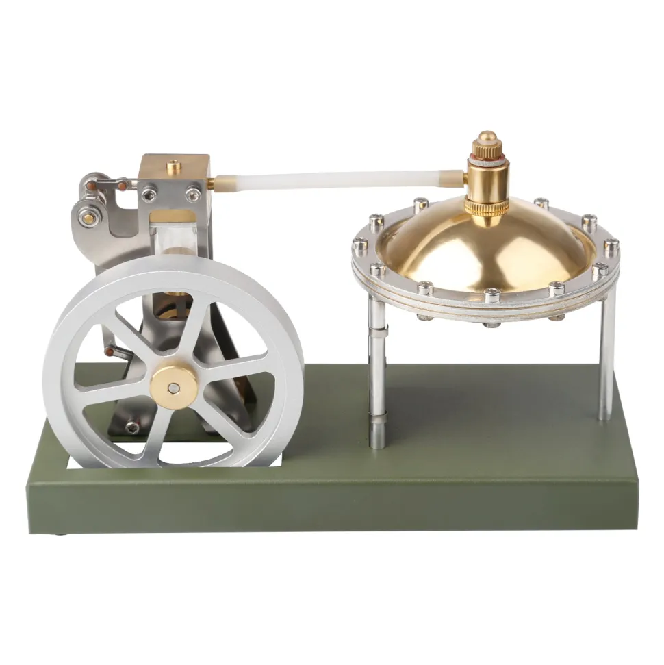 ENJOMOR Retro Metal Steam Engine with Boiler - Vertical Transparent Cylinder Steam Engine Model - STEM Toy
