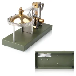 ENJOMOR Retro Metal Steam Engine with Boiler - Vertical Transparent Cylinder Steam Engine Model - STEM Toy