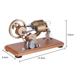 ENJOMOR Retro γ-shape Stirling Engine Kit Generator with LED Lights - STEM Toy